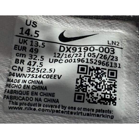 Nike Size 14.5 Air Zoom GT Hustle 2 TB Gray Basketball Sneakers Shoes Big Tall main image 8
